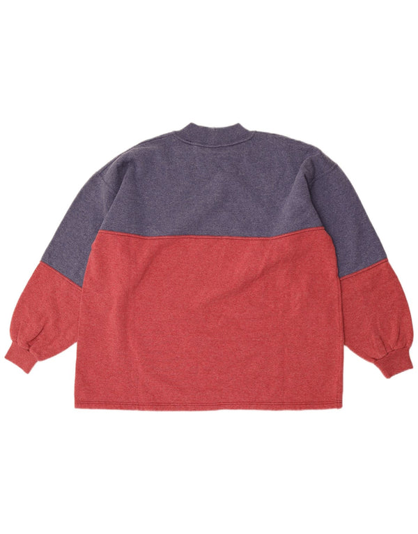 Vintage Mens Graphic Sweatshirt Jumper Large Red Colourblock Cotton