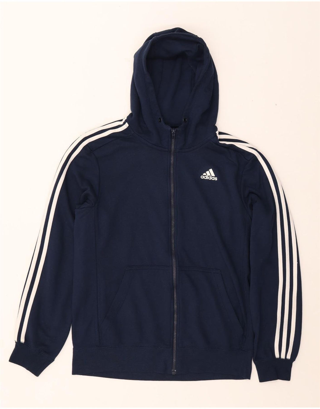 ADIDAS Mens Climalite Zip Hoodie Sweater Medium Navy Blue Polyester