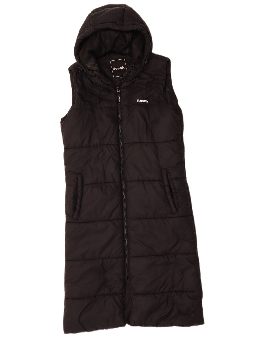 BENCH Womens Oversized Longline Hooded Padded Gilet UK 10 Small Black