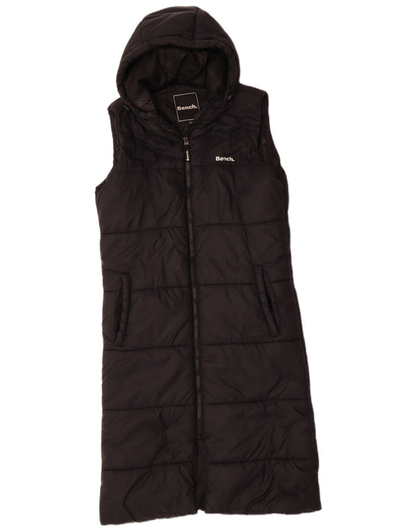 BENCH Womens Oversized Longline Hooded Padded Gilet UK 10 Small Black