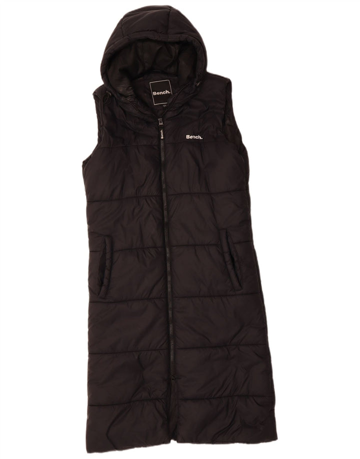 BENCH Womens Oversized Longline Hooded Padded Gilet UK 10 Small Black