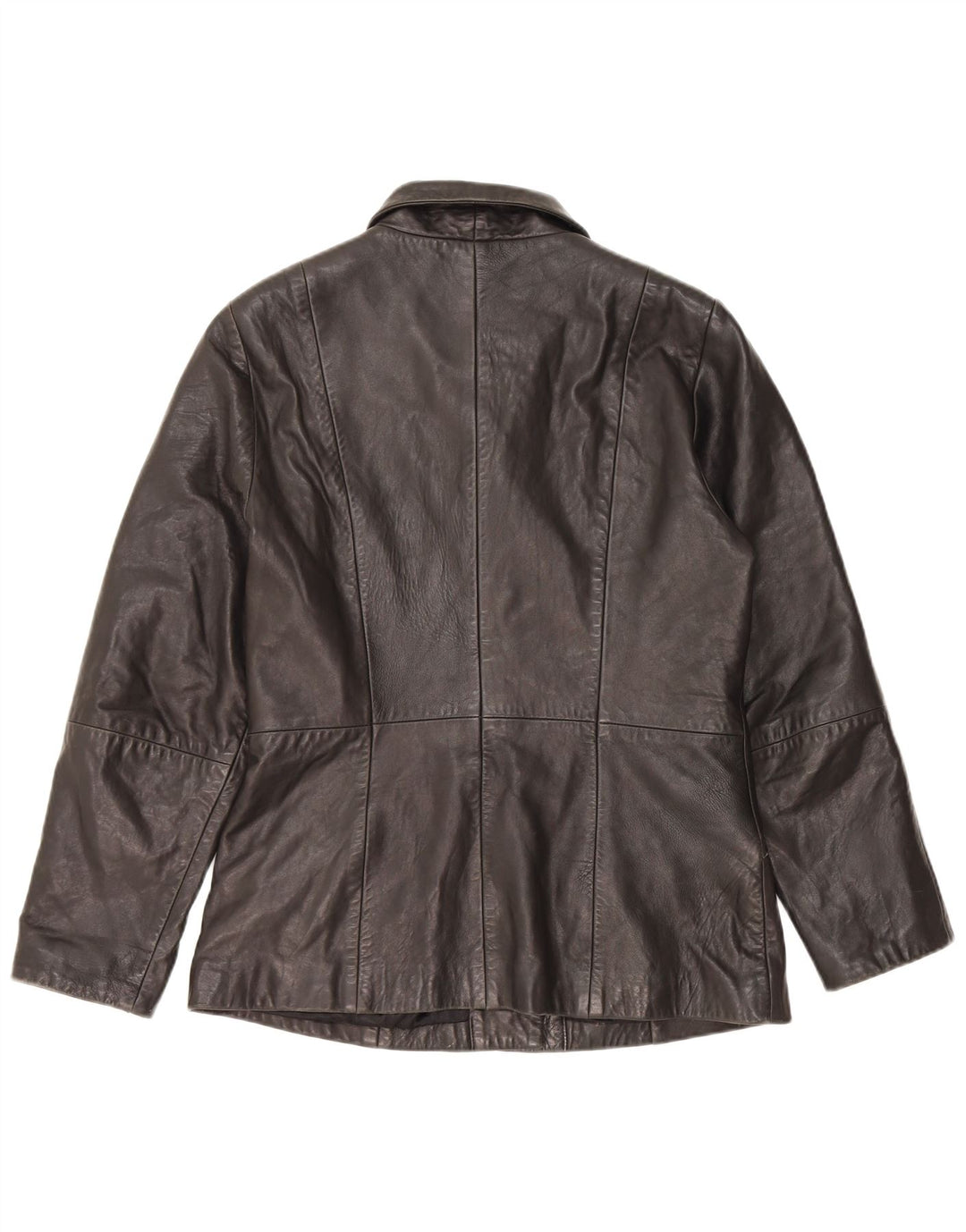 MAURITIUS Womens 3 Button Leather Blazer Jacket UK 18 XL Black Leather