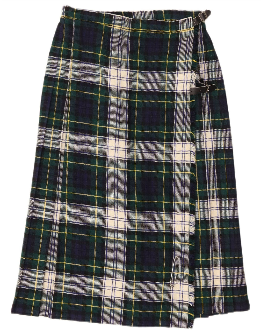 Vintage Womens Wrap Skirt UK 14 Medium  Green Check Wool