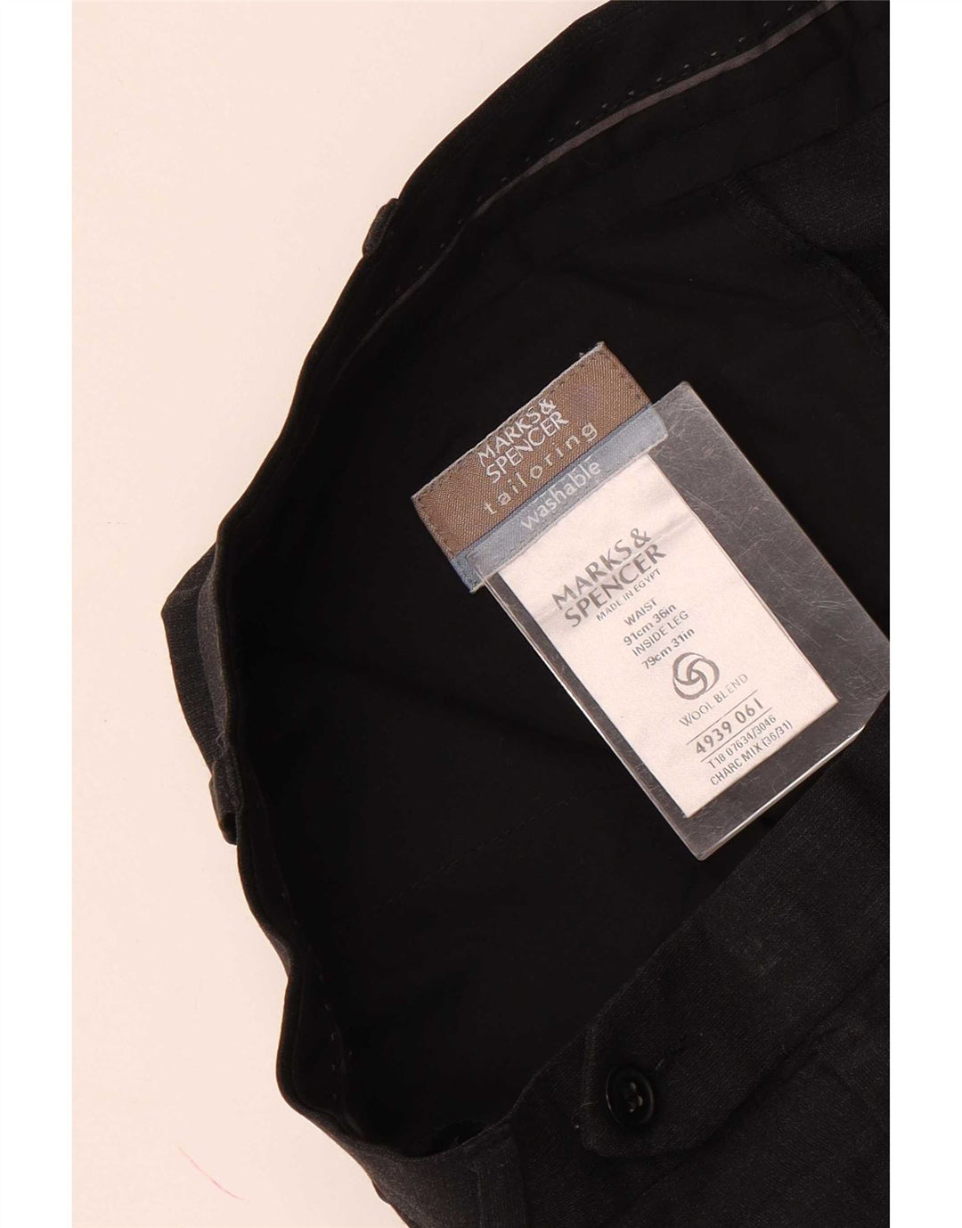 Marks & Spencer Mens Pegged Suit Trousers W36 L31 Grey Polyester