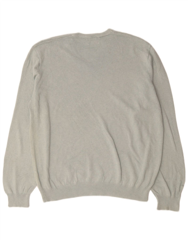 Marks & Spencer Mens V-Neck Jumper Sweater 2XL Grey Cotton