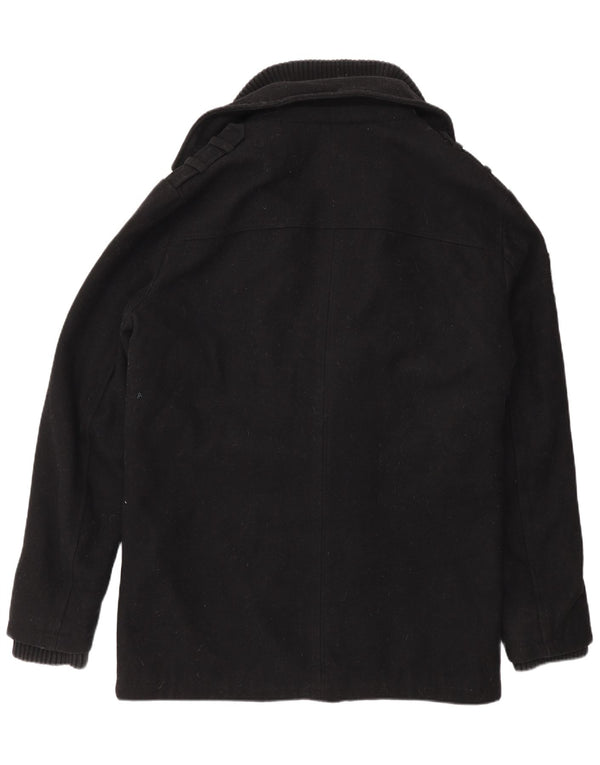 Jack & Jones Mens Pea Coat UK 40 Large Black Wool
