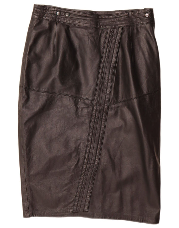 Vintage Womens Leather Pencil Skirt W32 Large Black