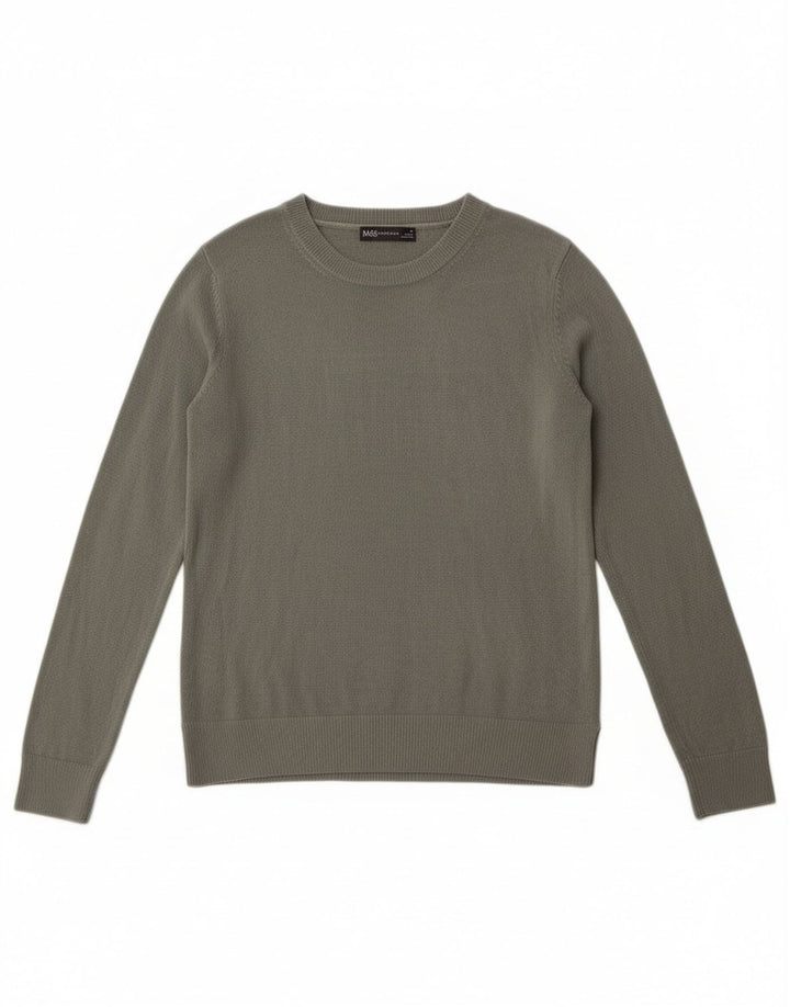 Marks & Spencer Womens Boat Neck Jumper Sweater UK 10 Small Khaki