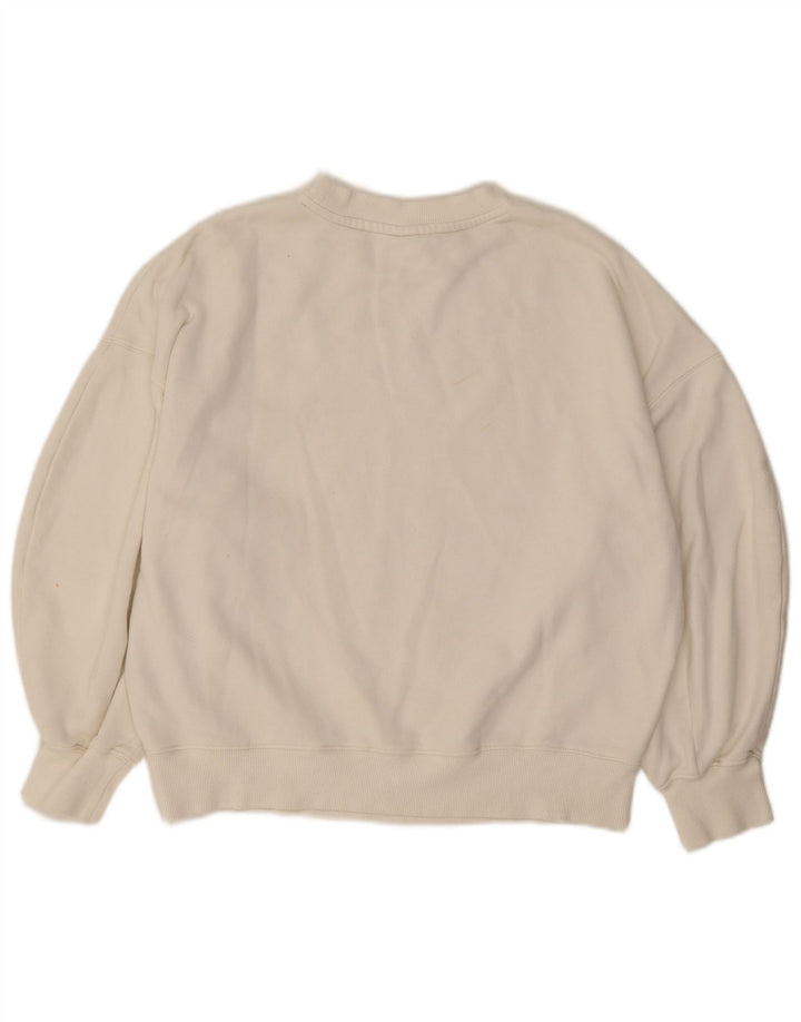Puma Womens Oversized Sweatshirt Jumper UK 10 Small White Cotton