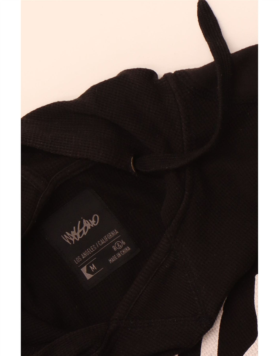 Mossimo Mens Hooded Graphic Top Long Sleeve Medium Black