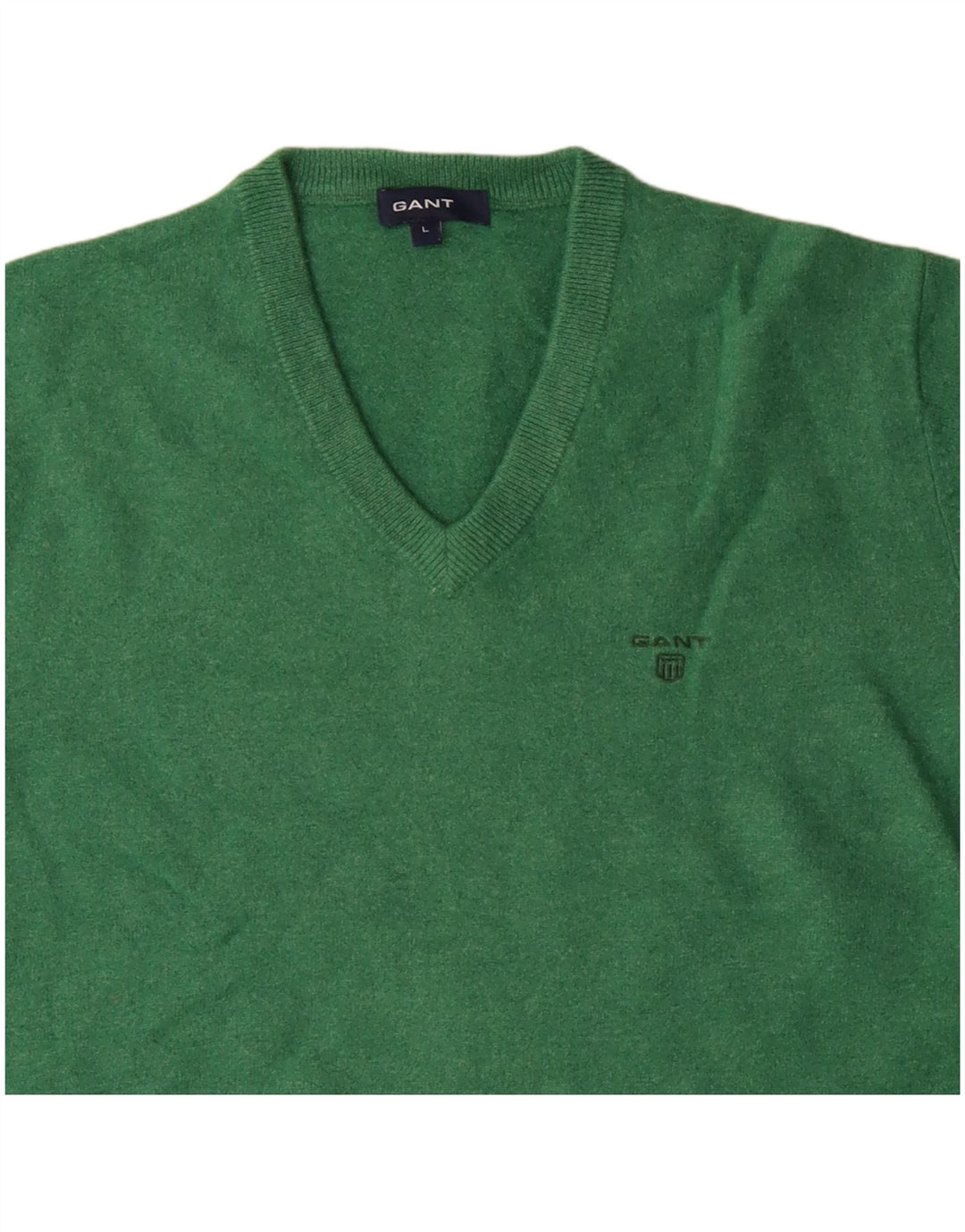 GANT Womens V-Neck Jumper Sweater UK 14 Large Green Lambswool