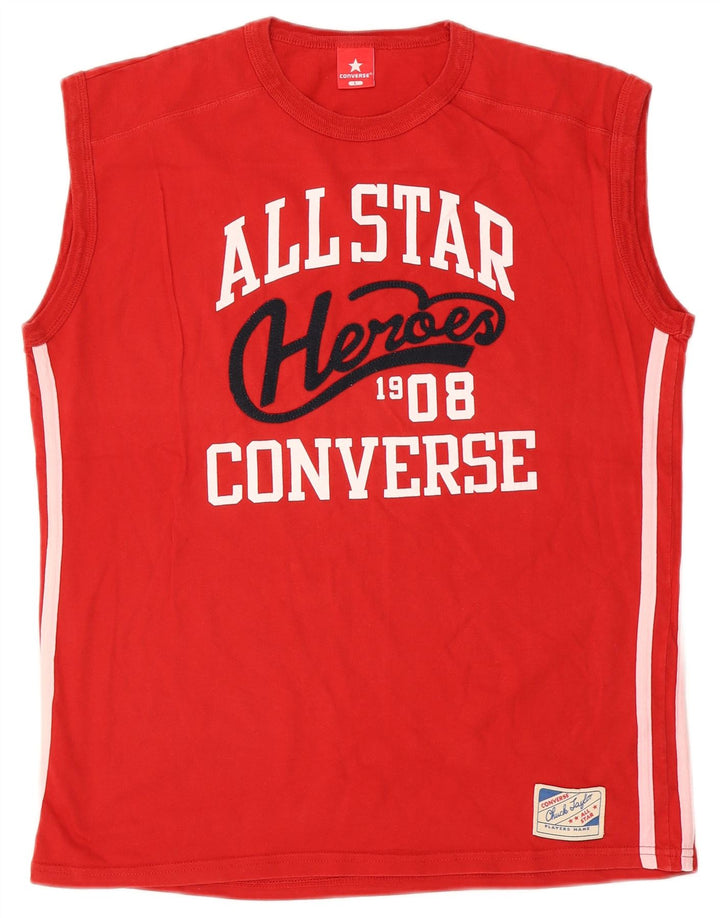Converse Mens Graphic Vest Top Large Red Cotton