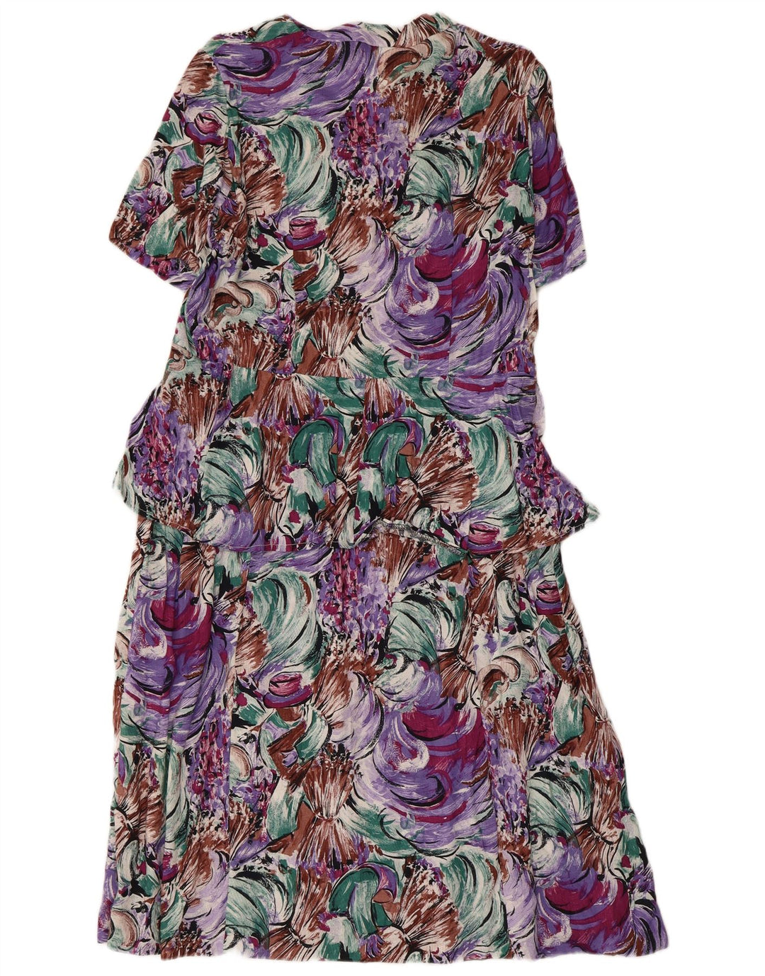 Vintage Womens Abstract Pattern Peplum Dress UK 14 Medium Multicoloured