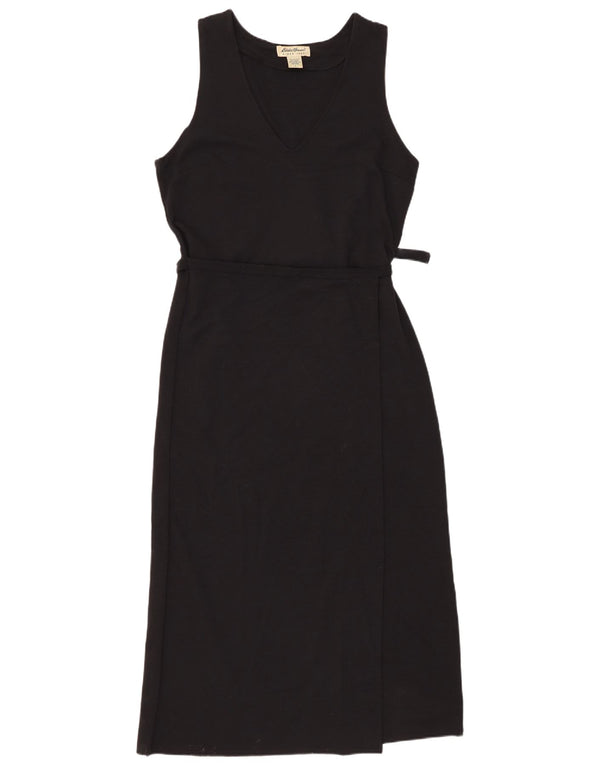 EDDIE BAUER Womens Petite Sleeveless Wrap Dress UK 16 Large Black