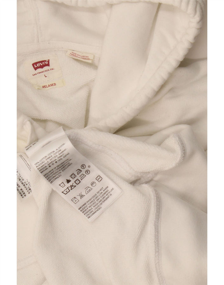 Levi's Mens Relaxed Hoodie Jumper Large White Cotton