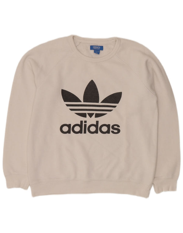 ADIDAS Mens Graphic Sweatshirt Jumper Medium White Cotton