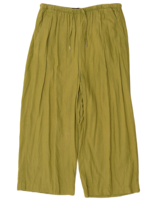 Marks & Spencer Womens High Waist Capri Trousers UK 12 Medium W34 L22 Green
