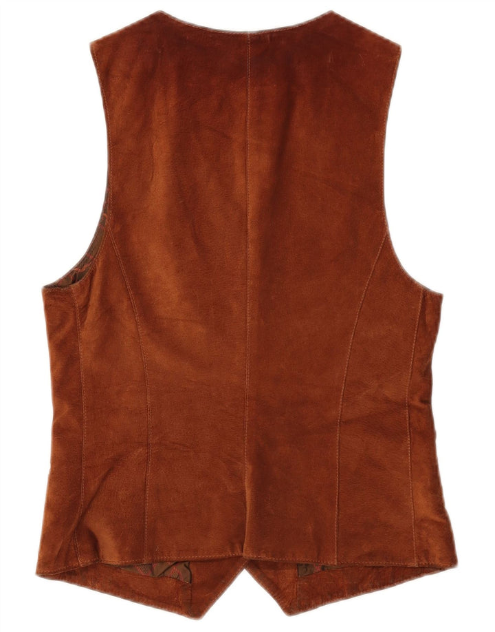 Vintage Womens Suede Waistcoat IT 42 Medium Brown
