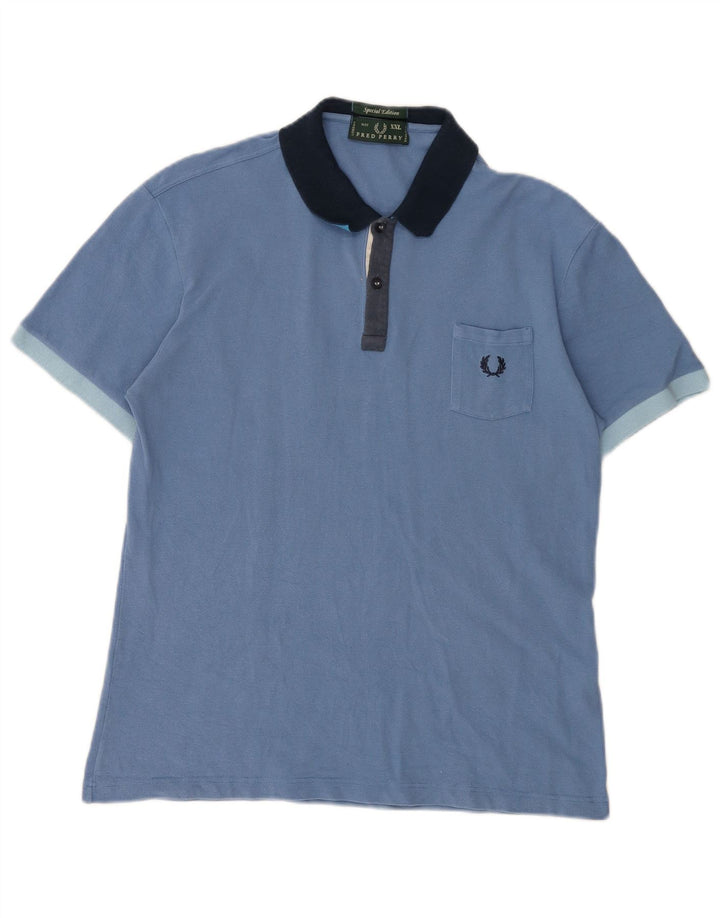 FRED PERRY Mens Polo Shirt 2XL Blue Cotton
