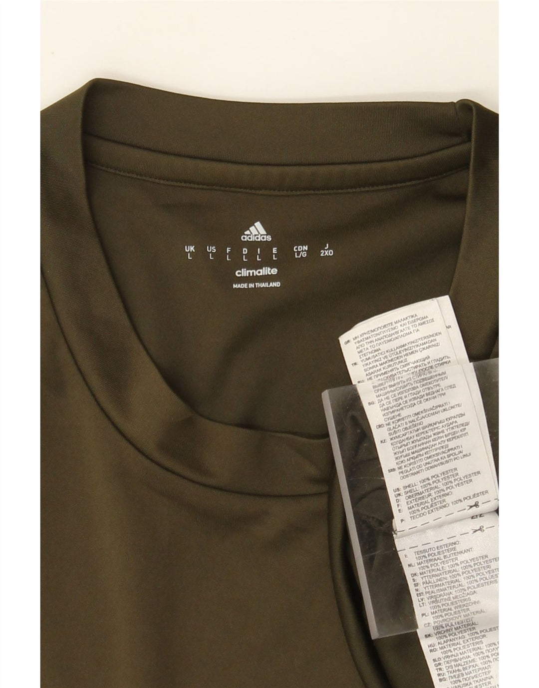 Adidas Mens Climalite T-Shirt Top Large Khaki Polyester