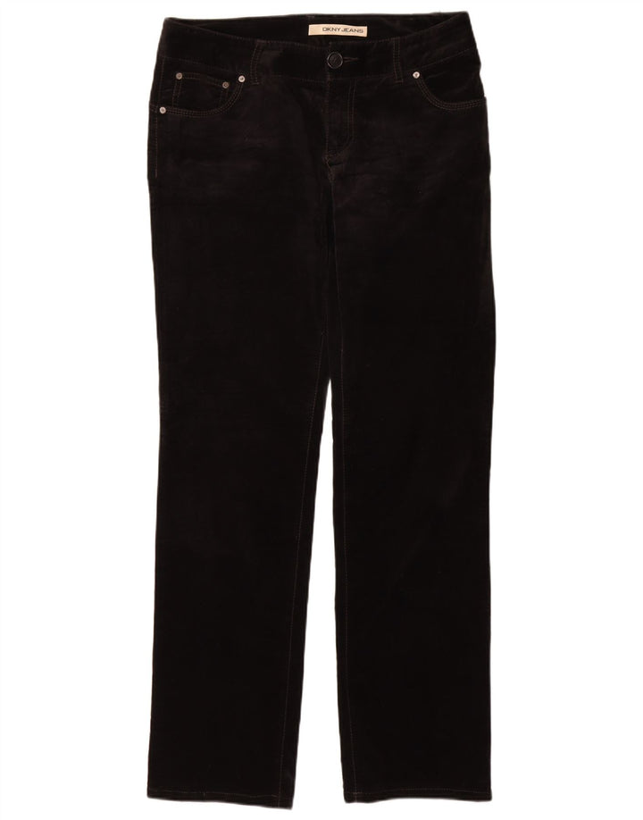 DKNY Womens Straight Velvet Casual Trousers US 8 Medium W30 L33 Black