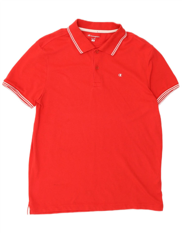 CHAMPION Mens Easy Fit Polo Shirt Medium Red Cotton