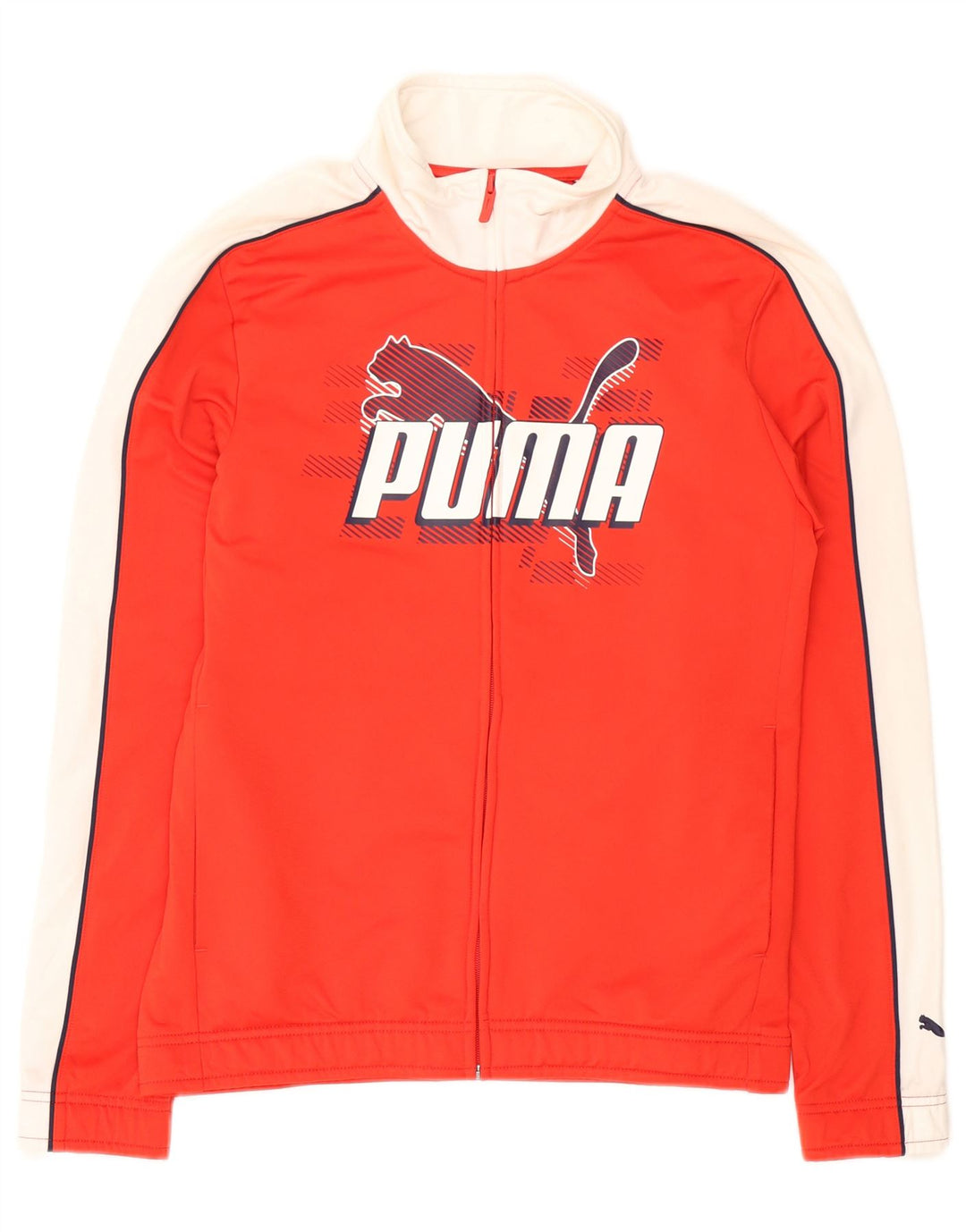PUMA Mens Graphic Tracksuit Top Jacket Small Red Colourblock Polyester