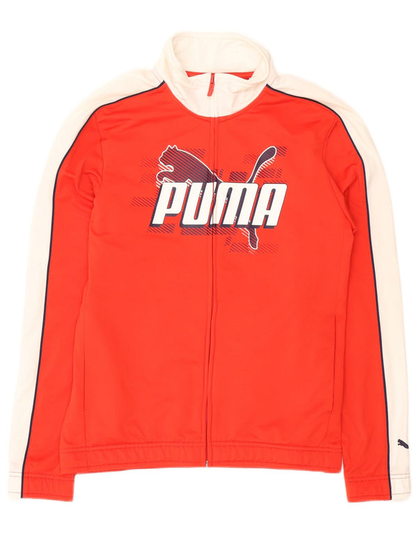 PUMA Mens Graphic Tracksuit Top Jacket Small Red Colourblock Polyester