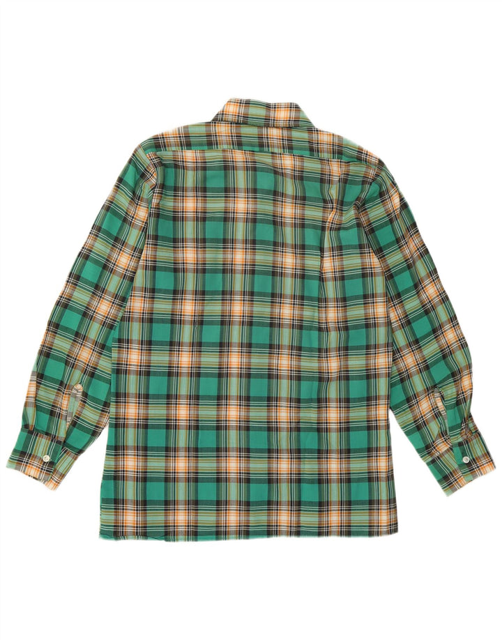 Vintage Mens Checked  Shirt Small Green Plaid