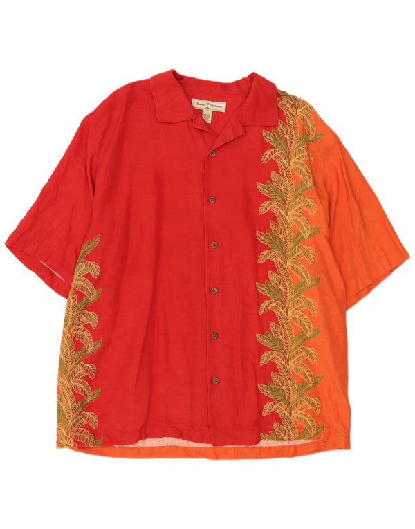 TOMMY BAHAMA Mens Short Sleeve Shirt Large Red Floral Linen