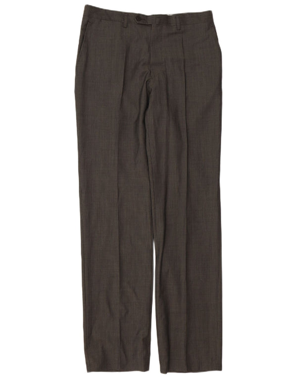 ZARA Mens Straight Suit Trousers W32 L35 Grey Pinstripe Wool
