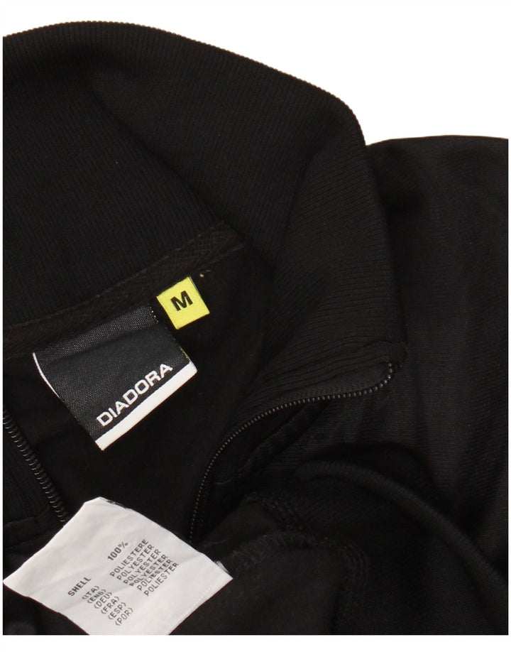 DIADORA Womens Tracksuit Top Jacket UK 14 Medium Black Polyester