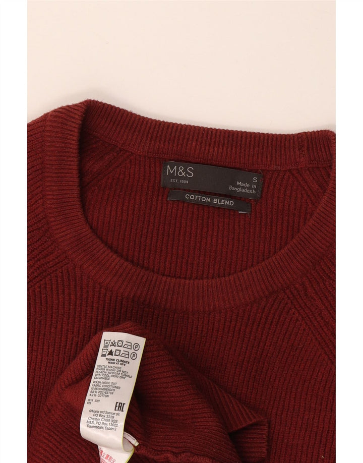 Marks & Spencer Mens Crew Neck Jumper Sweater Small Burgundy Polyester