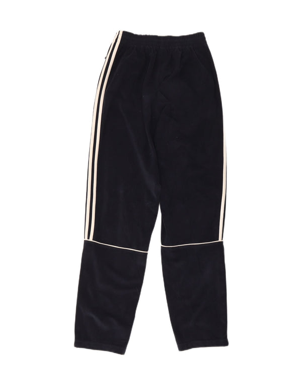 Adidas Boys Velvet Tracksuit Trousers 15-16 Years Navy Blue Polyester