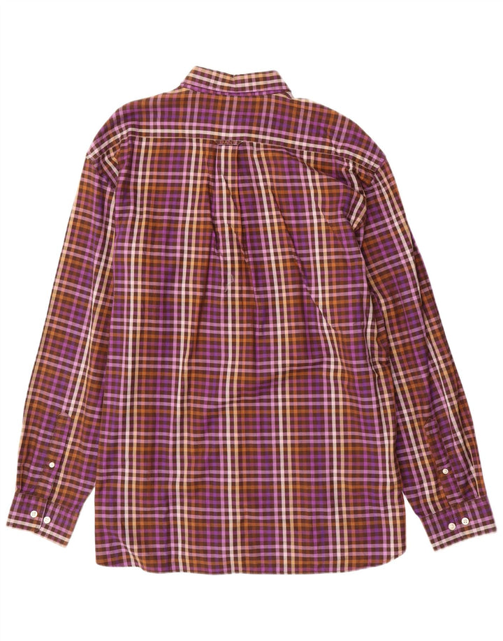 Gant Mens Regular Fit Shirt XL Purple Gingham Cotton