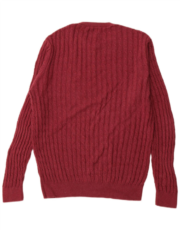 JACK WILLS Mens Crew Neck Jumper Sweater Medium Maroon Cotton