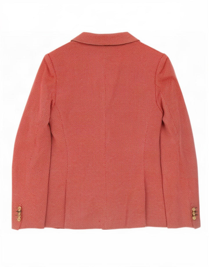 Aldo Savorani Womens 3 Button Blazer Jacket UK 12 Medium Pink Herringbone