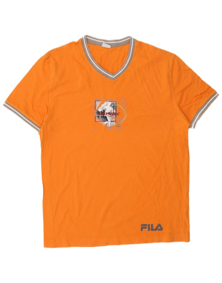 FILA Mens Graphic T-Shirt Top XS Orange Cotton