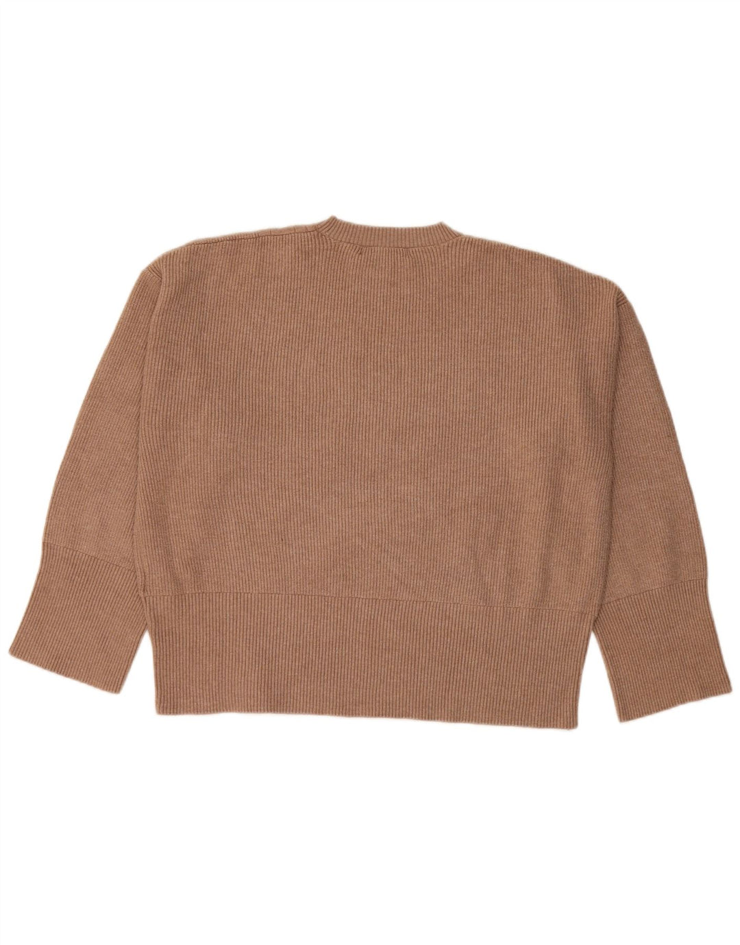 MARKS & SPENCER Womens Crop Crew Neck Jumper Sweater UK 16 Large Brown