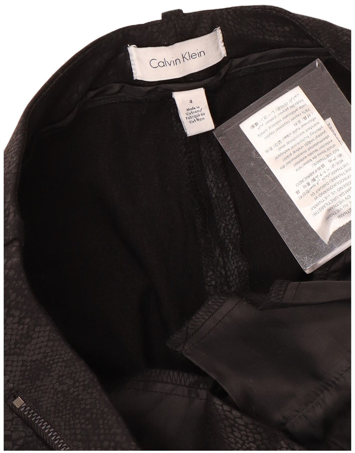 CALVIN KLEIN Womens Casual Trousers US 4 Small W30 L27 Black Animal Print