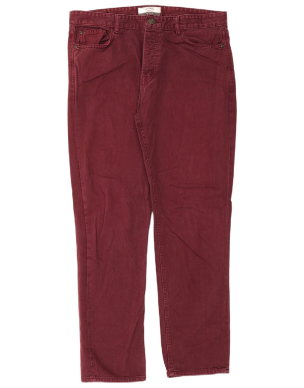 Fat Face Mens Regular Fit Tapered Jeans W36 L32 Burgundy Cotton