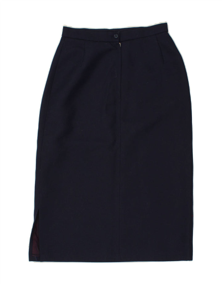 VINTAGE Womens Straight Skirt UK 12 Medium W28  Navy Blue Polyester Vintage Vintage and Second-Hand Vintage from Messina Hembry 