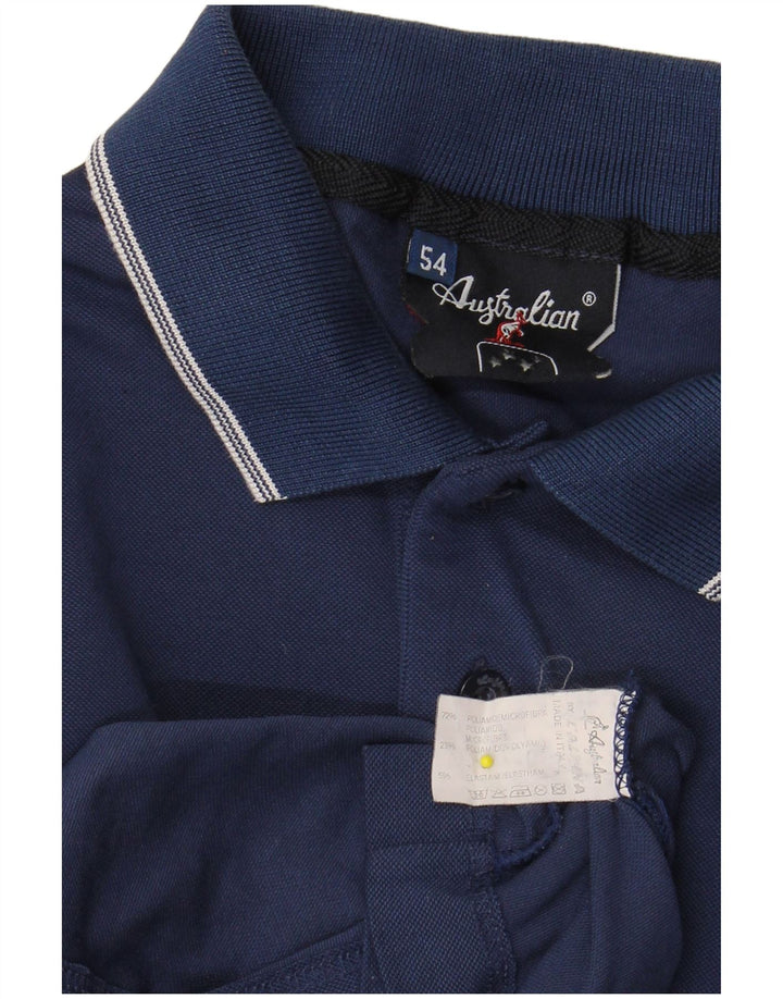 AUSTRALIAN L'ALPINA Mens Polo Shirt IT 54 XL Navy Blue Polyamide