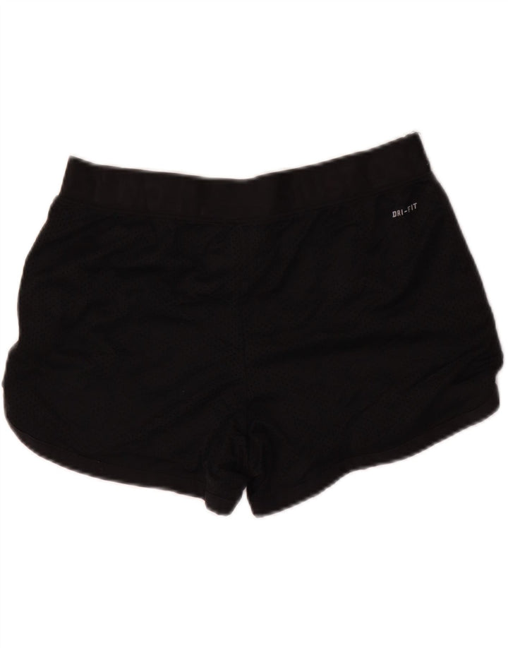 NIKE Womens Dri Fit Graphic Sport Shorts UK 14 Medium  Black Polyester