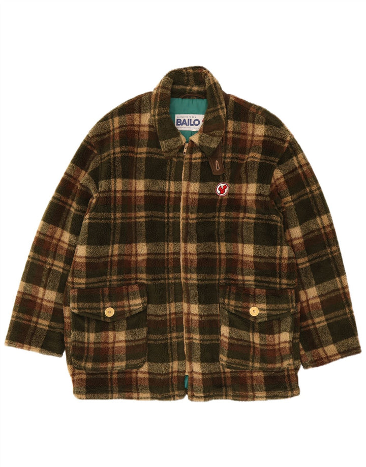 Bailo Mens Fleece Jacket UK 42 XL Green Check Polyester