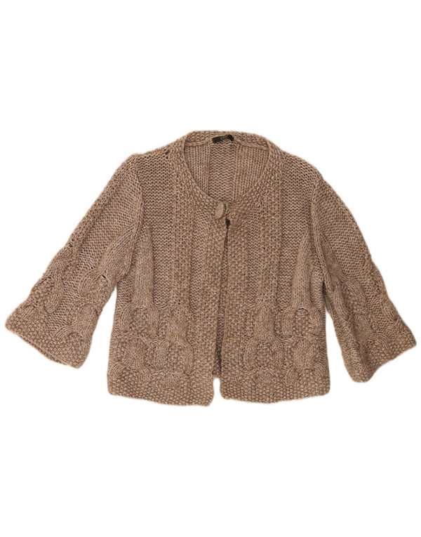 Marks & Spencer Womens 3/4 Sleeve Crop Cardigan Sweater UK 16 Large Beige