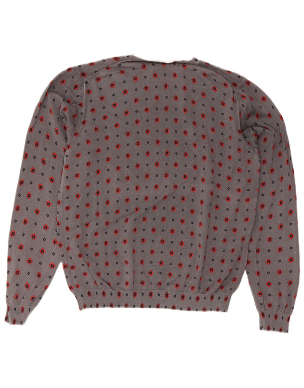 Sun68 Mens Crew Neck Jumper Sweater XL Grey Floral Cotton