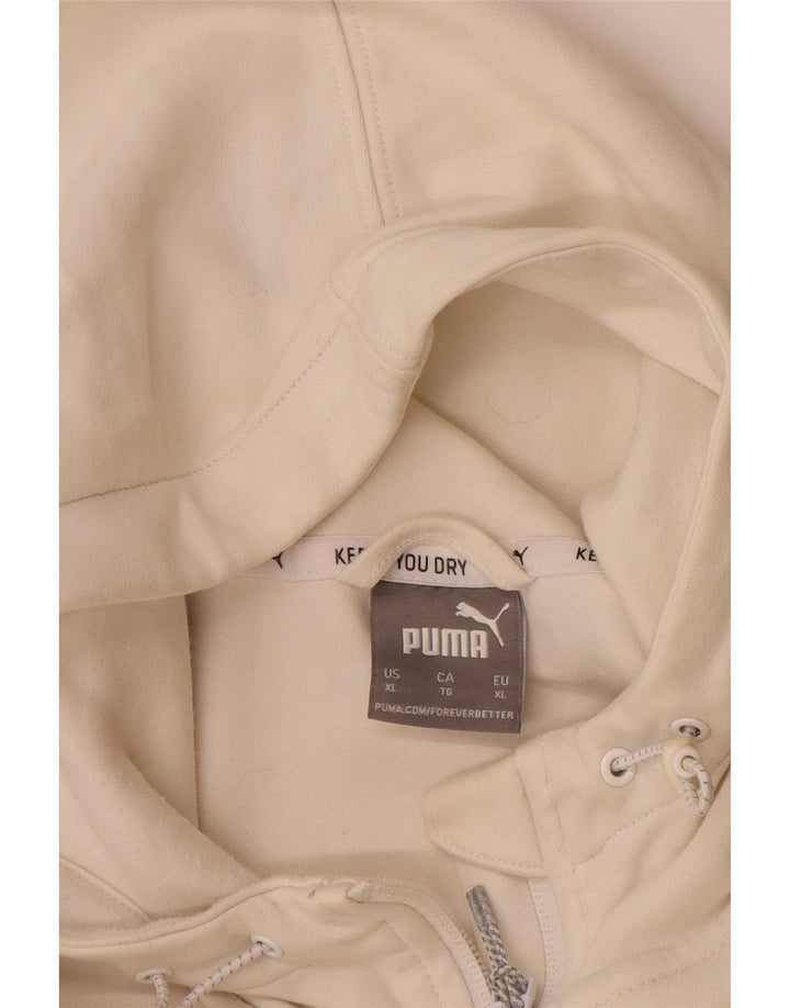 PUMA Mens Zip Hoodie Sweater XL Off White Colourblock Cotton