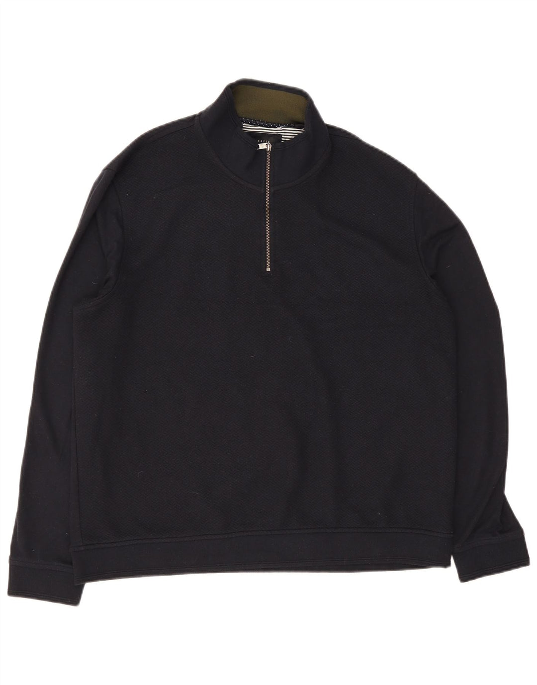 Ted Baker Mens Zip Neck Jumper Sweater Size 6 2XL Navy Blue
