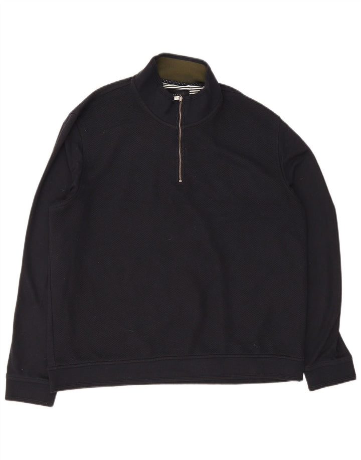 Ted Baker Mens Zip Neck Jumper Sweater Size 6 2XL Navy Blue